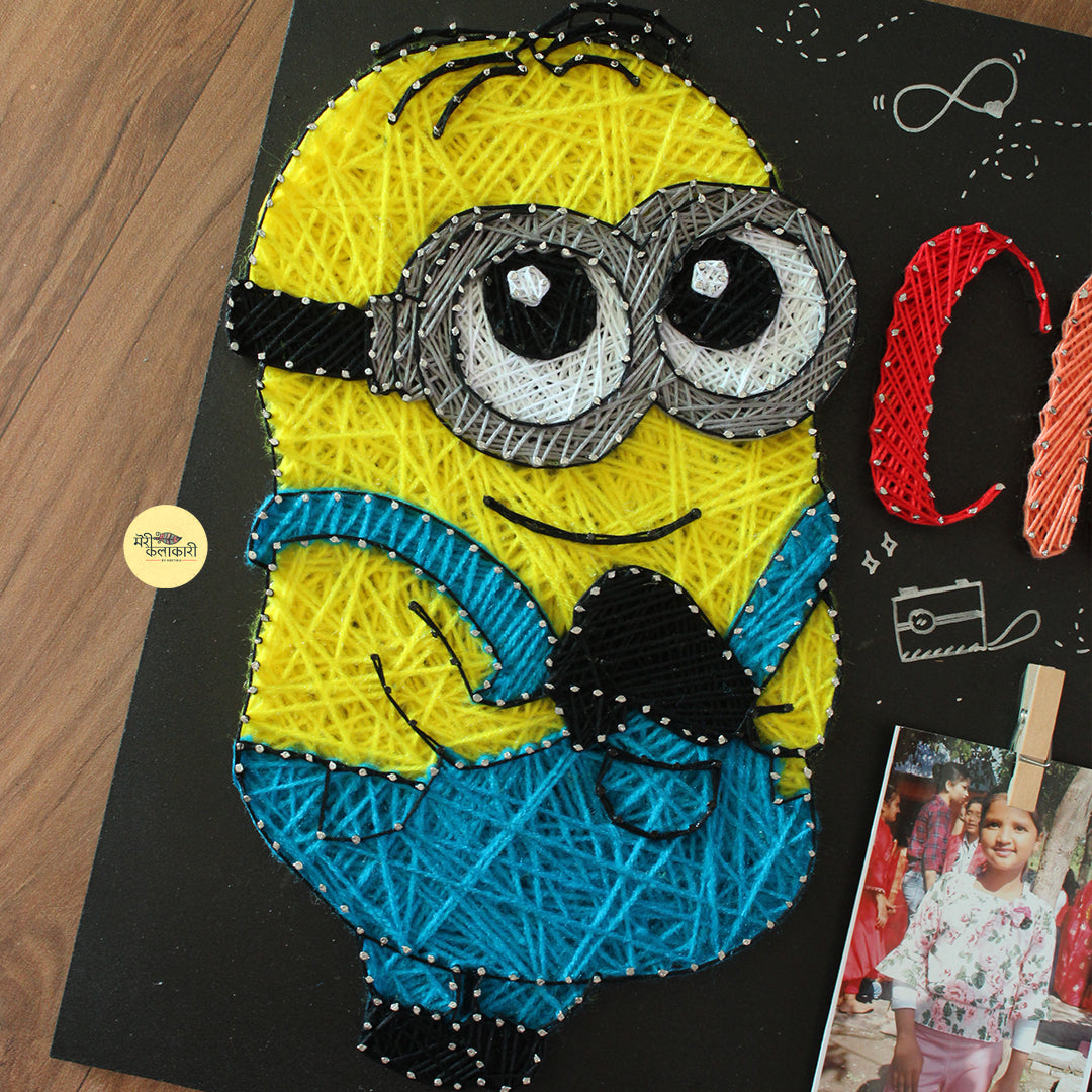 Personalized Kids Name String Art With Cartoon Character