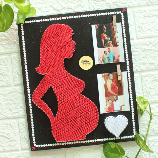 Pregnant Lady String Art with Photo Clips | Baby Shower & Mom-to-be Gift