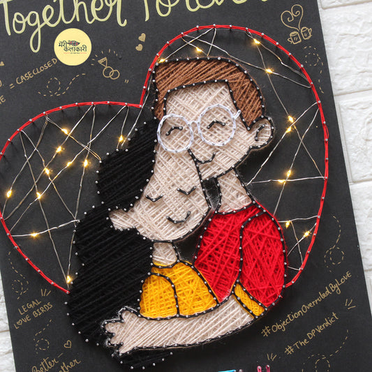 Illustrated Couple String Art With Light