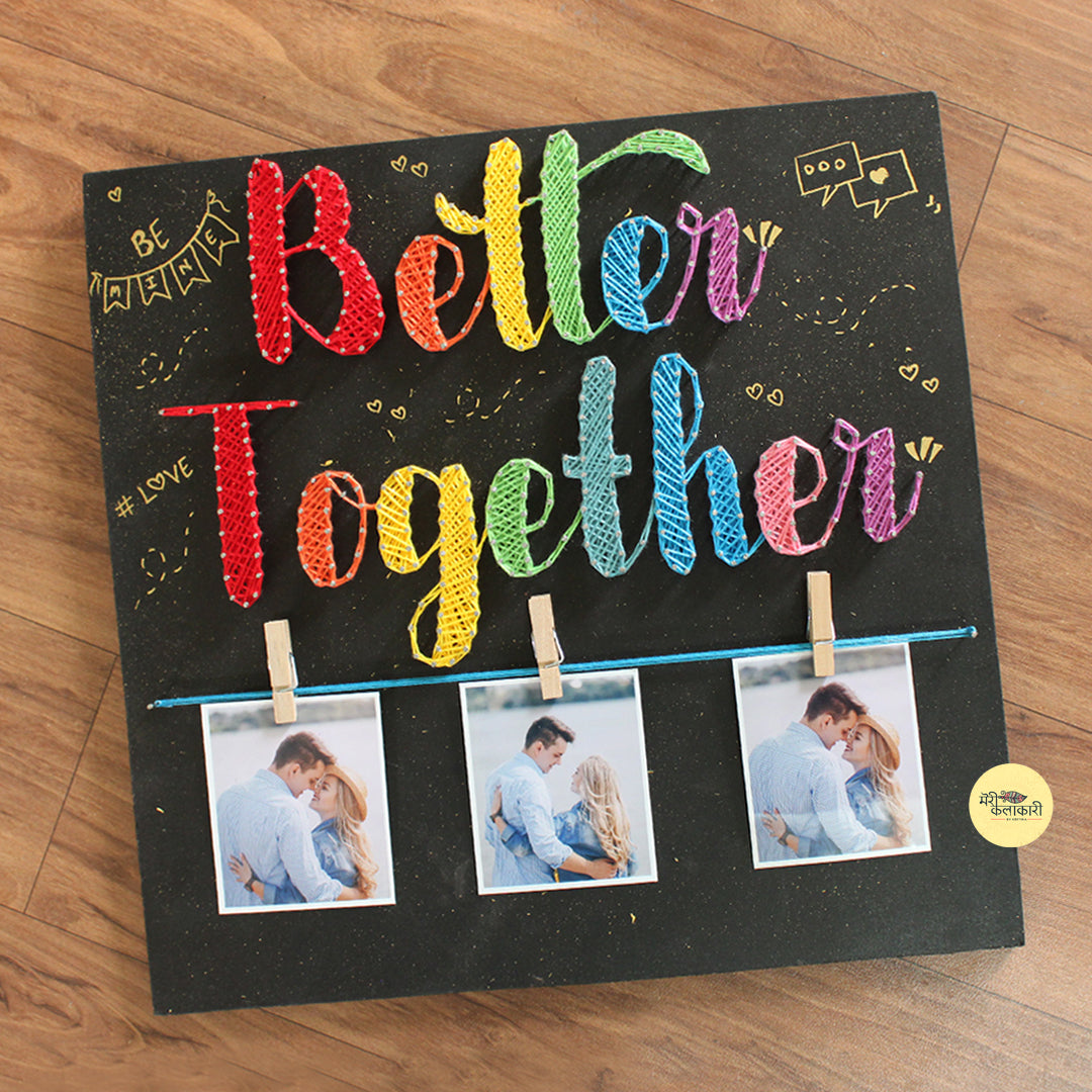 Better Together Handcrafted Personalized String Art Wall Frame with Photos