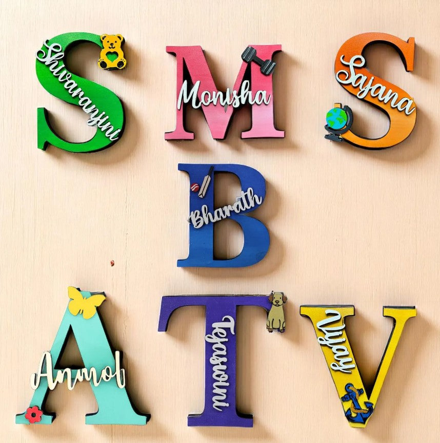 Personalized Handcrafted Monogram Name Initial Fridge Magnet