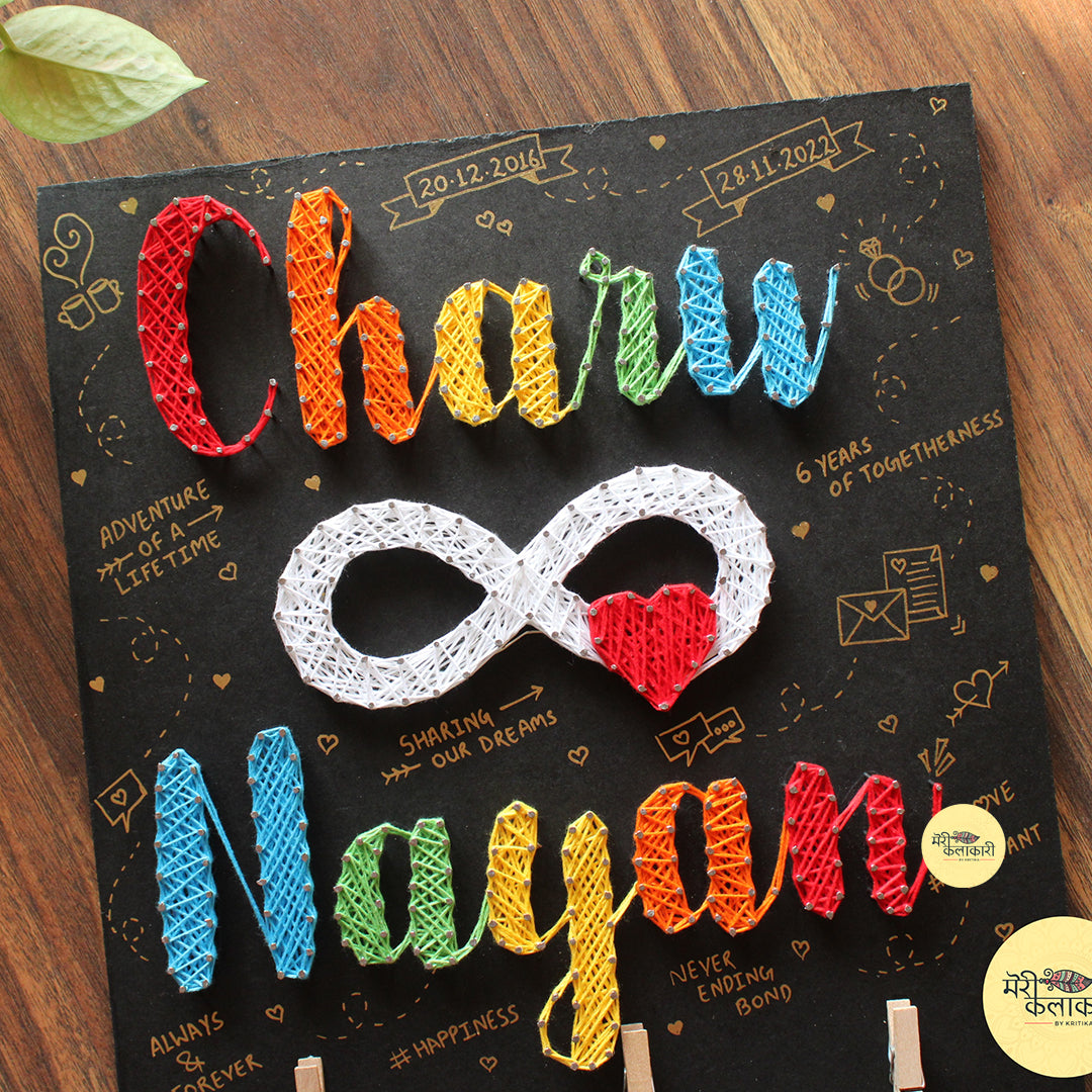 Personalized Couple String Art Name Frame with Photos & Infinity Sign