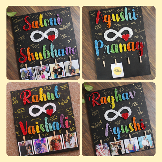 Personalized Couple String Art Name Frame with Photos & Infinity Sign