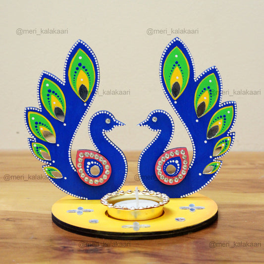 Hand-painted Peacock T-Light Holder