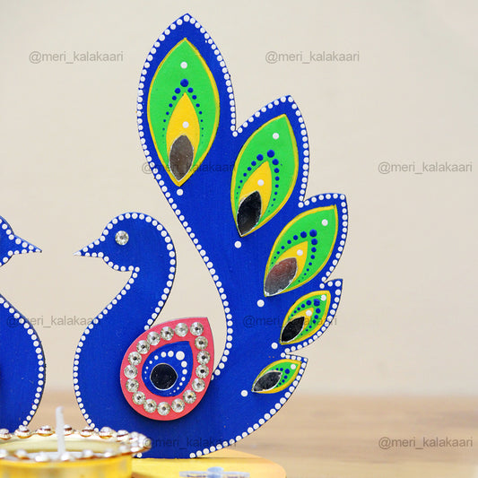 Hand-painted Peacock T-Light Holder