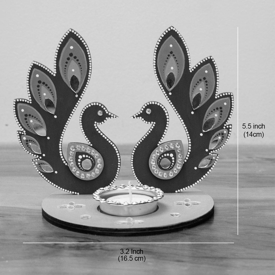Hand-painted Peacock T-Light Holder