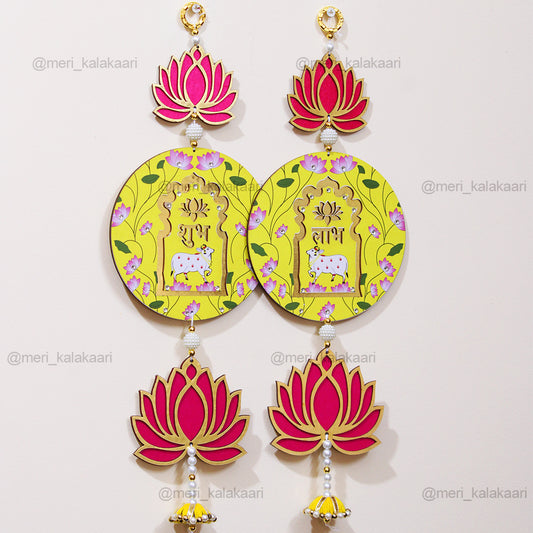 Pichwai Lotus Shubh Labh Wall Hanging