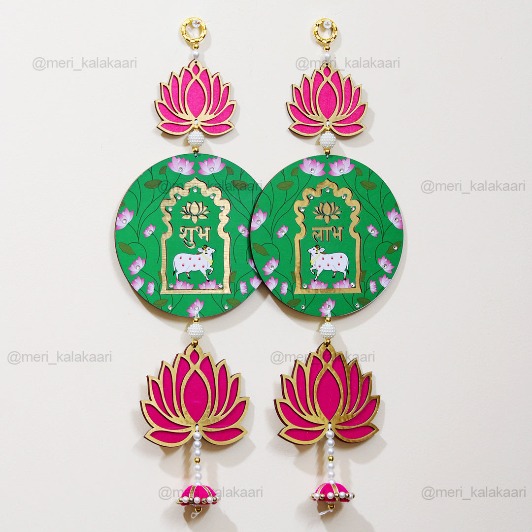 Pichwai Lotus Shubh Labh Wall Hanging