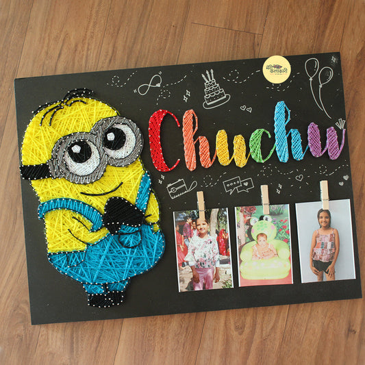Personalized Kids Name String Art With Cartoon Character