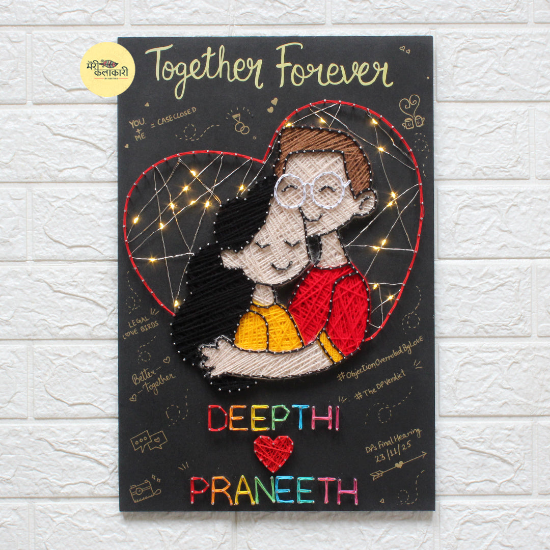 Illustrated Couple String Art With Light