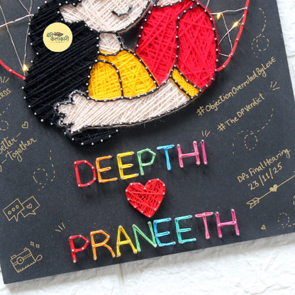 Illustrated Couple String Art With Light
