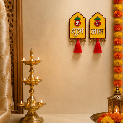 Shubh Labh Jharoka Wall Decor with Bells