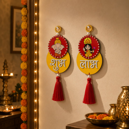 Ganesha Lakshmi Shubh Labh Hanging for Diwali