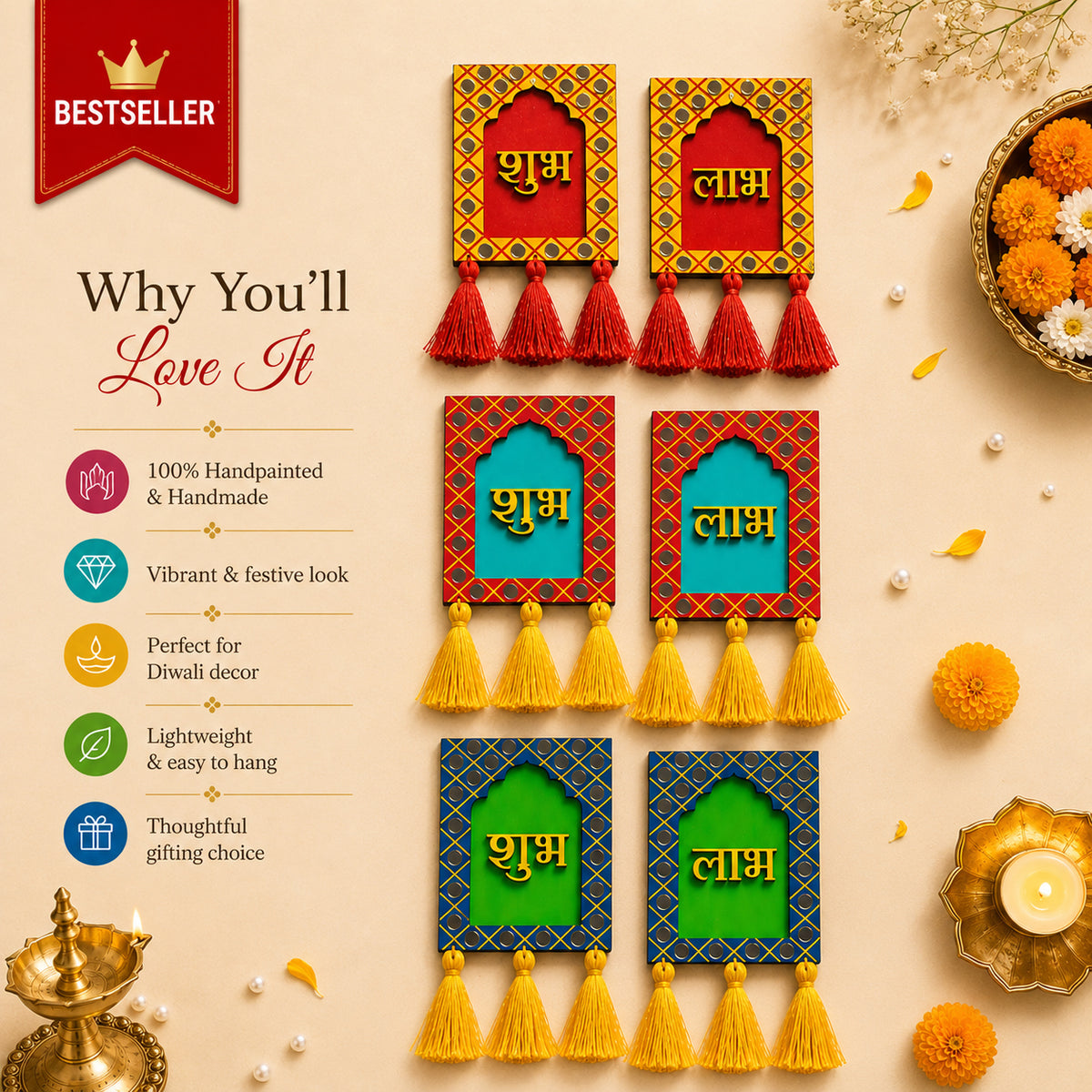 Jharokha Shubh Labh with Mirror Wall Decor