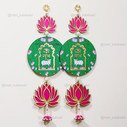 Pichwai Lotus Shubh Labh Wall Hanging